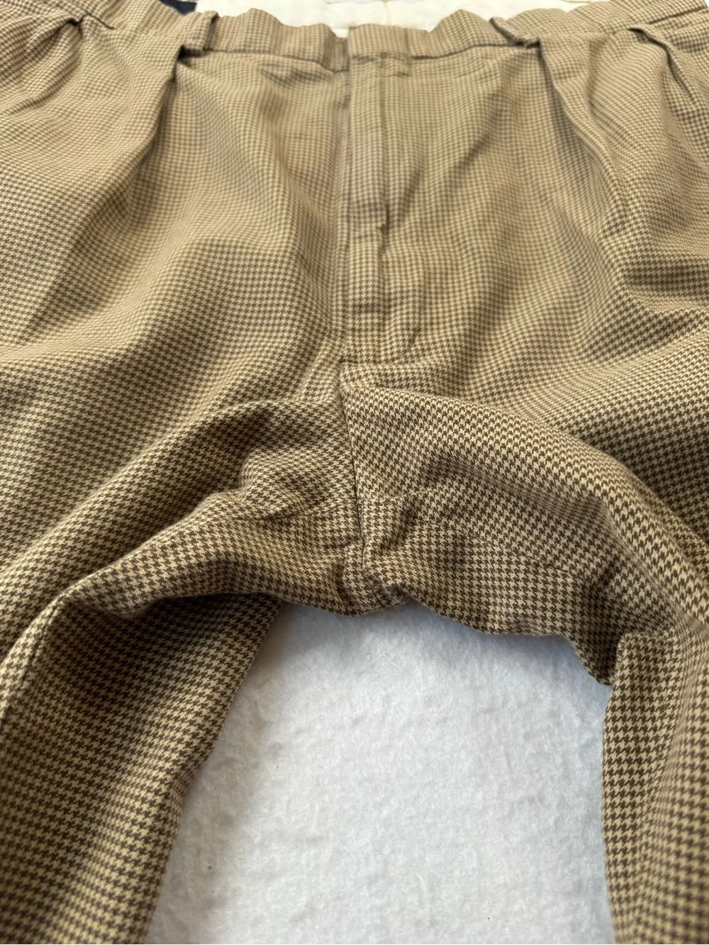 Polo Ralph Lauren Brown Houndstooth Pleated Cuffed‎ Dress Pants